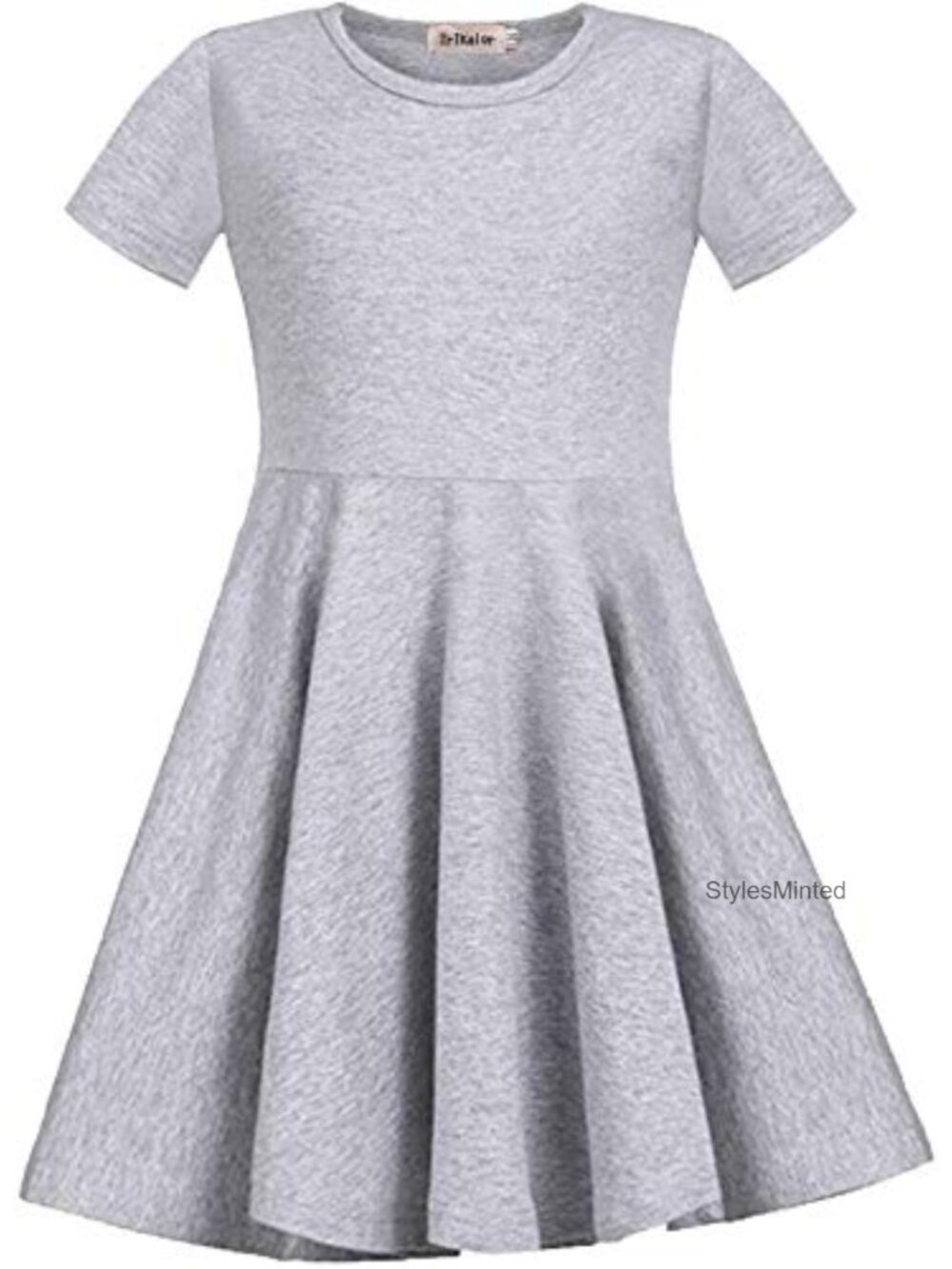 Girls Short Sleeve Skater Dress with Pockets A-Line Casual Twirly